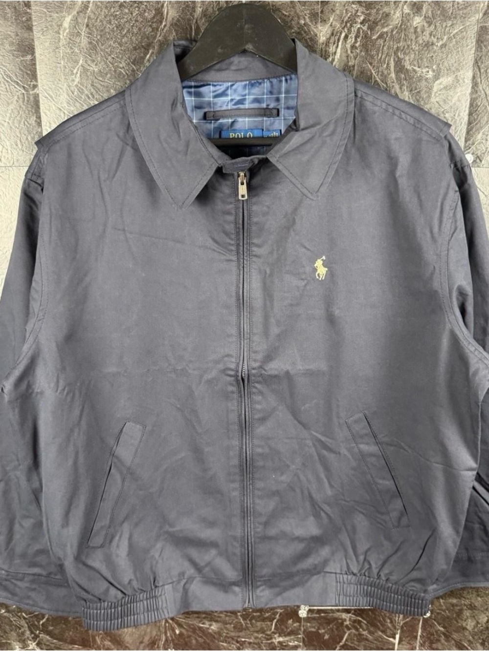 Polo Ralph Lauren Men’s Blue Plaid Bi Packable Harrington Jacket Medium